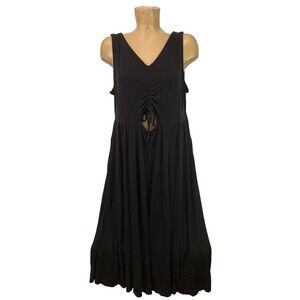 Ava & Viv Dress Plus Size 1x 43” A Line Sleeveless Black A Line Ribbed Stretch